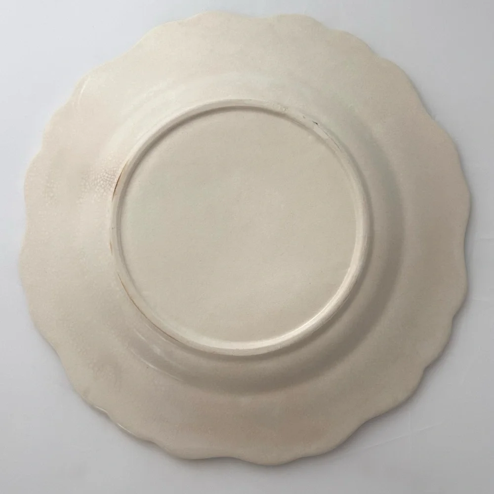 Anthropologie Vintage Shabby Chic Set of 2 Etruscan Festoon Salad Plates Yellow